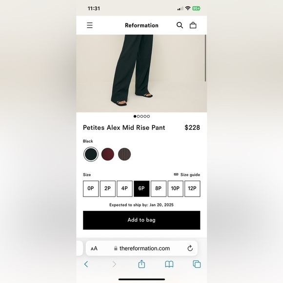 New! Reformation Alex Petites my Pant in Black 🖤 6P NWT! - Picture 15 of 16